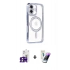 MARSİLYAN™- iPhone 16 Kılıf Zirve Doku Prime - Şeffaf Pasifik Cam Ekran Koruyucu + Bilvis Titan Kamera Lens - PE