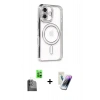 MARSİLYAN™- iPhone 16 Kılıf Zirve Doku Prime - Şeffaf Pasifik Cam Ekran Koruyucu + Raze Metal Kamera Lens - SH