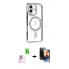 MARSİLYAN™- iPhone 16 Kılıf Zirve Doku Prime - Siyah 3D Antistatik Mat Seramik Nano Ekran Koruyucu + Raze Metal Kamera Lens - PE