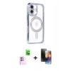 MARSİLYAN™- iPhone 16 Kılıf Zirve Doku Prime - Siyah 3D Antistatik Mat Seramik Nano Ekran Koruyucu + Raze Metal Kamera Lens - PE