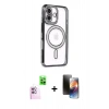 MARSİLYAN™- iPhone 16 Kılıf Zirve Doku Prime - Siyah 3D Antistatik Mat Seramik Nano Ekran Koruyucu + Raze Metal Kamera Lens - PE