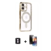 MARSİLYAN™- iPhone 16 Kılıf Zirve Doku Prime - Siyah 3D Antistatik Mat Seramik Nano Ekran Koruyucu + PVD Metal Kamera Lens - PE