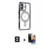 MARSİLYAN™- iPhone 16 Kılıf Zirve Doku Prime - Siyah 3D Antistatik Mat Seramik Nano Ekran Koruyucu + PVD Metal Kamera Lens - PE