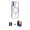 MARSİLYAN™- iPhone 16 Kılıf Zirve Doku Prime - Siyah 3D Antistatik Mat Seramik Nano Ekran Koruyucu + PVD Metal Kamera Lens - PE