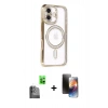 MARSİLYAN™- iPhone 16 Kılıf Zirve Doku Prime - Siyah 3D Antistatik Mat Seramik Nano Ekran Koruyucu + Raze Metal Kamera Lens - SH