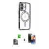 MARSİLYAN™- iPhone 16 Kılıf Zirve Doku Prime - Siyah 3D Antistatik Mat Seramik Nano Ekran Koruyucu + Raze Metal Kamera Lens - SH