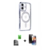 MARSİLYAN™- iPhone 16 Kılıf Zirve Doku Prime - Siyah 3D Antistatik Mat Seramik Nano Ekran Koruyucu + Raze Metal Kamera Lens - SH