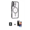 MARSİLYAN™- iPhone 16 Kılıf Zirve Doku Prime - Siyah 3D Antistatik Mat Seramik Nano Ekran Koruyucu + PVD Metal Kamera Lens - YL