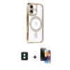 MARSİLYAN™- iPhone 16 Kılıf Zirve Doku Prime - Siyah 3D Antistatik Mat Seramik Nano Ekran Koruyucu + PVD Metal Kamera Lens - YL