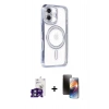 MARSİLYAN™- iPhone 16 Kılıf Zirve Doku Prime - Siyah 3D Antistatik Mat Seramik Nano Ekran Koruyucu + Bilvis Titan Kamera Lens - YL