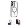 MARSİLYAN™- iPhone 16 Kılıf Zirve Doku Prime - Siyah 3D Antistatik Mat Seramik Nano Ekran Koruyucu + Bilvis Titan Kamera Lens - YL