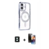 MARSİLYAN™- iPhone 16 Kılıf Zirve Doku Prime - Siyah 3D Antistatik Mat Seramik Nano Ekran Koruyucu + PVD Metal Kamera Lens - YL