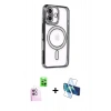 MARSİLYAN™- iPhone 16 Kılıf Zirve Doku Prime - Siyah 3D Antistatik Seramik Nano Ekran Koruyucu + Raze Metal Kamera Lens - PE