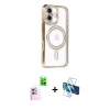 MARSİLYAN™- iPhone 16 Kılıf Zirve Doku Prime - Siyah 3D Antistatik Seramik Nano Ekran Koruyucu + Raze Metal Kamera Lens - PE