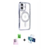 MARSİLYAN™- iPhone 16 Kılıf Zirve Doku Prime - Siyah 3D Antistatik Seramik Nano Ekran Koruyucu + Raze Metal Kamera Lens - PE
