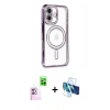 MARSİLYAN™- iPhone 16 Kılıf Zirve Doku Prime - Siyah 3D Antistatik Seramik Nano Ekran Koruyucu + Raze Metal Kamera Lens - PE