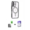 MARSİLYAN™- iPhone 16 Kılıf Zirve Doku Prime - Siyah Bilvis 5in1 3D Magic Cam Ekran Koruyucu + Raze Metal Kamera Lens - SH