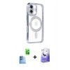 MARSİLYAN™- iPhone 16 Kılıf Zirve Doku Prime - Siyah Bilvis 5in1 5D Magic Hayalet Cam Ekran Koruyucu + Raze Metal Kamera Lens - LT
