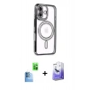 MARSİLYAN™- iPhone 16 Kılıf Zirve Doku Prime - Siyah Bilvis 5in1 5D Magic Hayalet Cam Ekran Koruyucu + Raze Metal Kamera Lens - LT