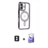 MARSİLYAN™- iPhone 16 Kılıf Zirve Doku Prime - Siyah Bilvis 5in1 5D Magic Hayalet Cam Ekran Koruyucu + PVD Metal Kamera Lens - MI