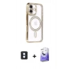 MARSİLYAN™- iPhone 16 Kılıf Zirve Doku Prime - Siyah Bilvis 5in1 5D Magic Hayalet Cam Ekran Koruyucu + PVD Metal Kamera Lens - MI