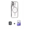 MARSİLYAN™- iPhone 16 Kılıf Zirve Doku Prime - Siyah Bilvis 5in1 5D Magic Hayalet Cam Ekran Koruyucu + PVD Metal Kamera Lens - MI