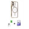 MARSİLYAN™- iPhone 16 Kılıf Zirve Doku Prime - Siyah Bilvis 5in1 5D Magic Hayalet Cam Ekran Koruyucu + Raze Metal Kamera Lens - BZ
