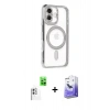MARSİLYAN™- iPhone 16 Kılıf Zirve Doku Prime - Siyah Bilvis 5in1 5D Magic Hayalet Cam Ekran Koruyucu + Raze Metal Kamera Lens - BZ