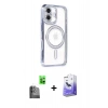 MARSİLYAN™- iPhone 16 Kılıf Zirve Doku Prime - Siyah Bilvis 5in1 5D Magic Hayalet Cam Ekran Koruyucu + Raze Metal Kamera Lens - SH