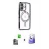 MARSİLYAN™- iPhone 16 Kılıf Zirve Doku Prime - Siyah Bilvis 5in1 5D Magic Hayalet Cam Ekran Koruyucu + Raze Metal Kamera Lens - SH