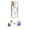 MARSİLYAN™- iPhone 16 Kılıf Zirve Doku Prime - Siyah Bilvis 5in1 5D Magic Hayalet Cam Ekran Koruyucu + Raze Metal Kamera Lens - SH