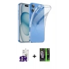MARSİLYAN™- iPhone 16 Kılıf Zirve Doku - Şeffaf 360 Full Body Arka Koruyucu + Bilvis Titan Kamera Lens - PE
