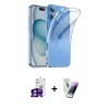 MARSİLYAN™- iPhone 16 Kılıf Zirve Doku - Şeffaf Pasifik Cam Ekran Koruyucu + Bilvis Titan Kamera Lens - PE