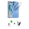MARSİLYAN™- iPhone 16 Kılıf Zirve Doku - Şeffaf Pasifik Cam Ekran Koruyucu + Raze Metal Kamera Lens - PE