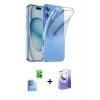 MARSİLYAN™- iPhone 16 Kılıf Zirve Doku - Siyah Bilvis 5in1 5D Magic Hayalet Cam Ekran Koruyucu + Raze Metal Kamera Lens - LT