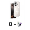 MARSİLYAN™- iPhone 16 Kılıf Zirve Klasik Prime - Şeffaf Pasifik Cam Ekran Koruyucu + PVD Metal Kamera Lens - MI