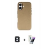 MARSİLYAN™- iPhone 16 Kılıf Zirve Modern Prime - Şeffaf Pasifik Cam Ekran Koruyucu + PVD Metal Kamera Lens - MI