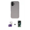 MARSİLYAN™- iPhone 16 Kılıf Zirve Modern Prime - Siyah 360 Mat Full Body Arka Koruyucu + Bilvis Titan Kamera Lens - PE