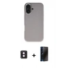 MARSİLYAN™- iPhone 16 Kılıf Zirve Modern Prime - Siyah 3D Antistatik Hayalet Cam Ekran Koruyucu + PVD Metal Kamera Lens - PE