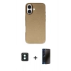 MARSİLYAN™- iPhone 16 Kılıf Zirve Modern Prime - Siyah 3D Antistatik Hayalet Cam Ekran Koruyucu + PVD Metal Kamera Lens - YL