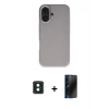 MARSİLYAN™- iPhone 16 Kılıf Zirve Modern Prime - Siyah 3D Antistatik Hayalet Cam Ekran Koruyucu + PVD Metal Kamera Lens - YL