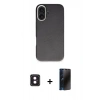 MARSİLYAN™- iPhone 16 Kılıf Zirve Modern Prime - Siyah 3D Antistatik Hayalet Cam Ekran Koruyucu + PVD Metal Kamera Lens - PE