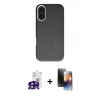 MARSİLYAN™- iPhone 16 Kılıf Zirve Modern Prime - Siyah 3D Antistatik Mat Seramik Nano Ekran Koruyucu + Bilvis Titan Kamera Lens - SH