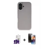 MARSİLYAN™- iPhone 16 Kılıf Zirve Modern Prime - Siyah 3D Antistatik Mat Seramik Nano Ekran Koruyucu + Bilvis Titan Kamera Lens - SH