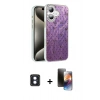 MARSİLYAN™- iPhone 16 Kılıf Zirve Modern Prime - Siyah 3D Antistatik Mat Seramik Nano Ekran Koruyucu + Mavi PVD Metal Kamera Lens