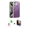 MARSİLYAN™- iPhone 16 Kılıf Zirve Modern Prime - Siyah 3D Antistatik Mat Seramik Nano Ekran Koruyucu + Raze Metal Kamera Lens - PE