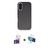 MARSİLYAN™- iPhone 16 Kılıf Zirve Modern Prime - Siyah 3D Antistatik Seramik Nano Ekran Koruyucu + Bilvis Titan Kamera Lens - GS