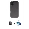 MARSİLYAN™- iPhone 16 Kılıf Zirve Modern Prime - Siyah 3D Antistatik Seramik Nano Ekran Koruyucu + PVD Metal Kamera Lens - PE