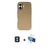 MARSİLYAN™- iPhone 16 Kılıf Zirve Modern Prime - Siyah 3D Antistatik Seramik Nano Ekran Koruyucu + PVD Metal Kamera Lens - PE