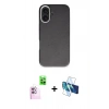MARSİLYAN™- iPhone 16 Kılıf Zirve Modern Prime - Siyah 3D Antistatik Seramik Nano Ekran Koruyucu + Raze Metal Kamera Lens - PE
